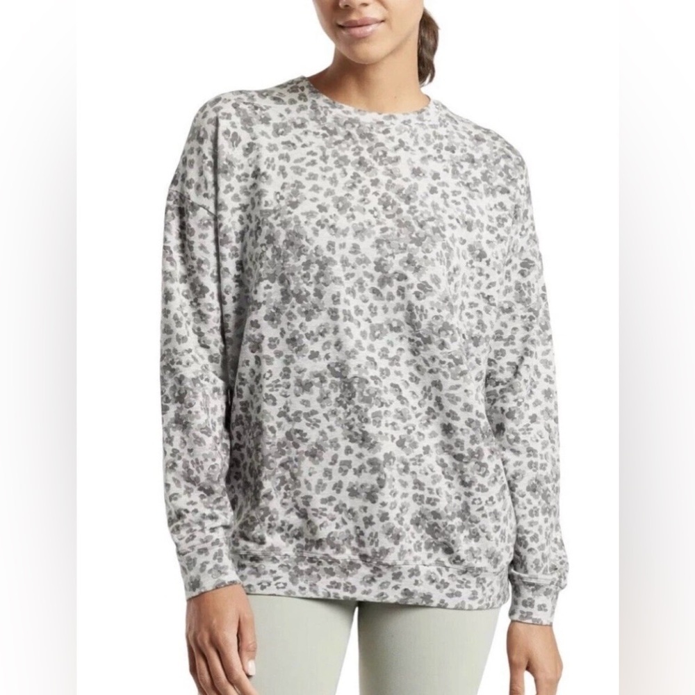 Athleta Studio To Street Splatter Print Pullover Sweatshirt Grey Size XL